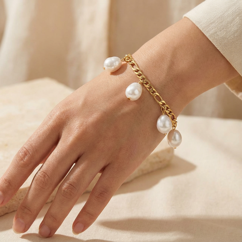 Pearl Charm Chain Bracelet