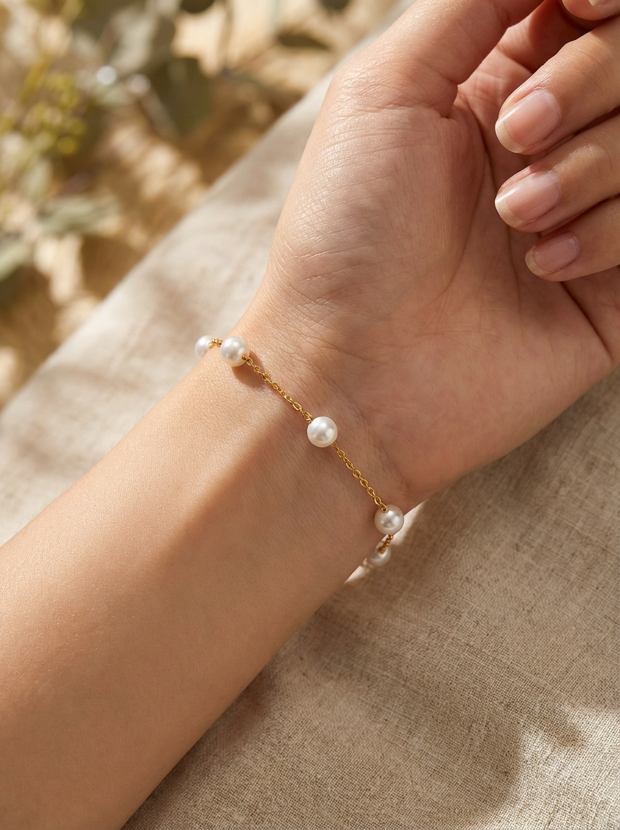 Minimal Pearl Chain Bracelet