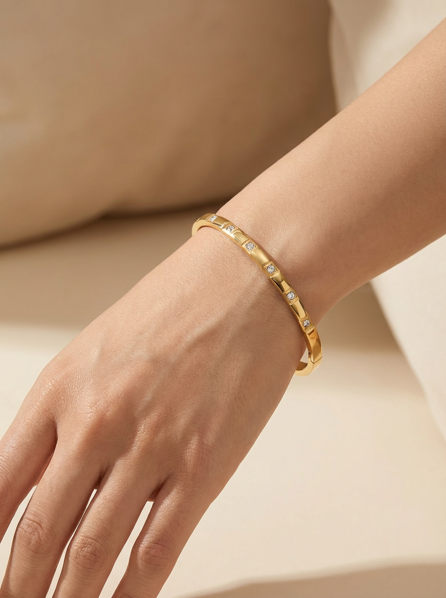 Gold Bracelet with CZ