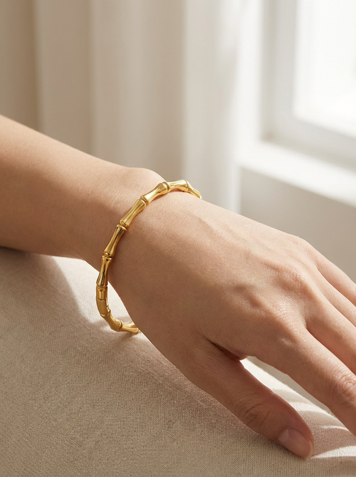 Bamboo Gold Bangle Bracelet