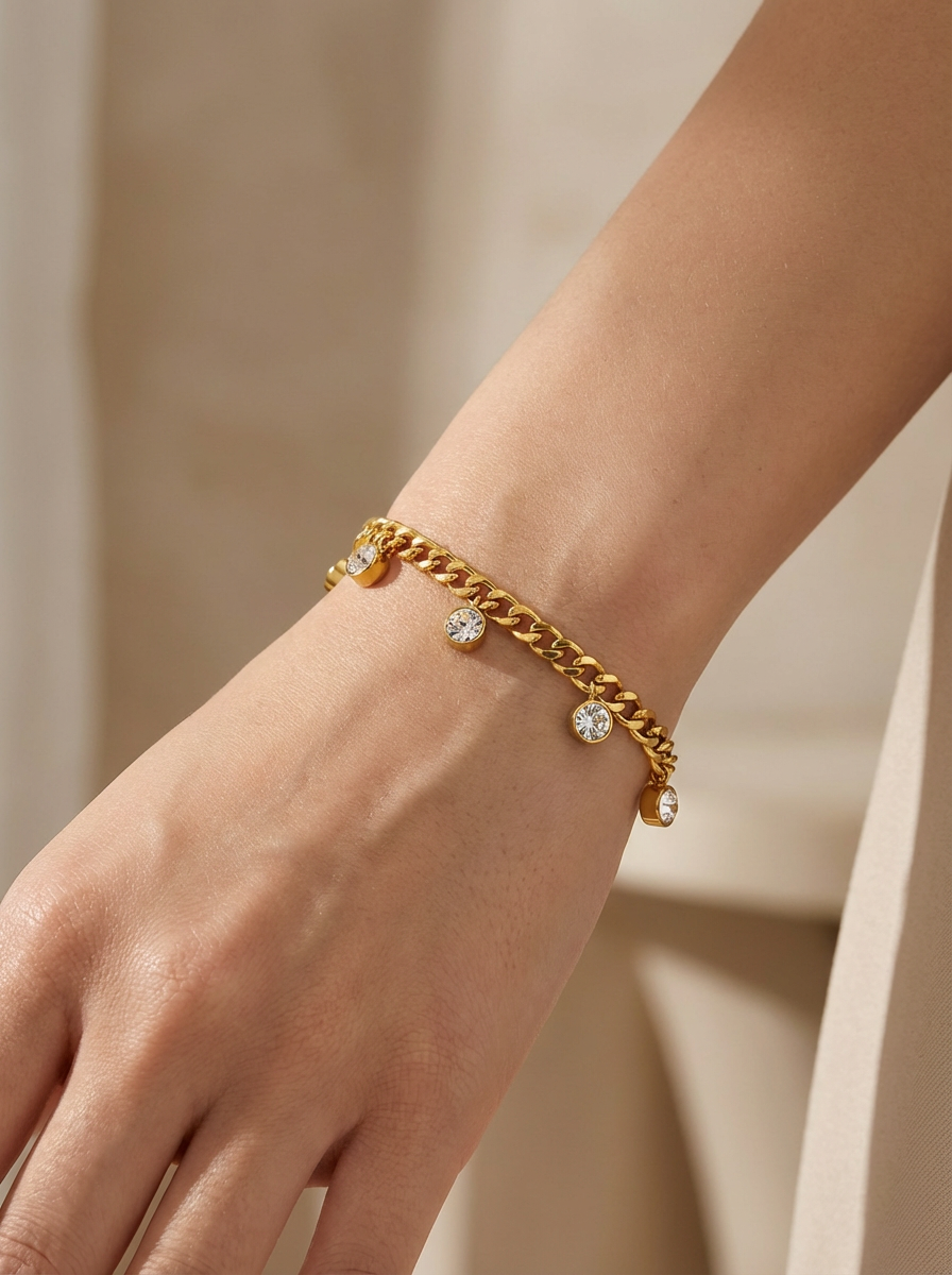 Crystal Drop Chain Bracelet