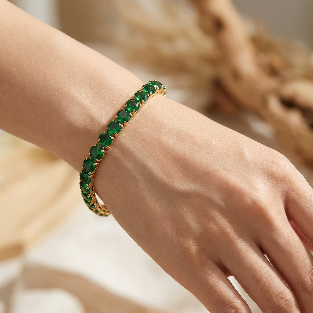 Green Crystal Tennis Bracelet