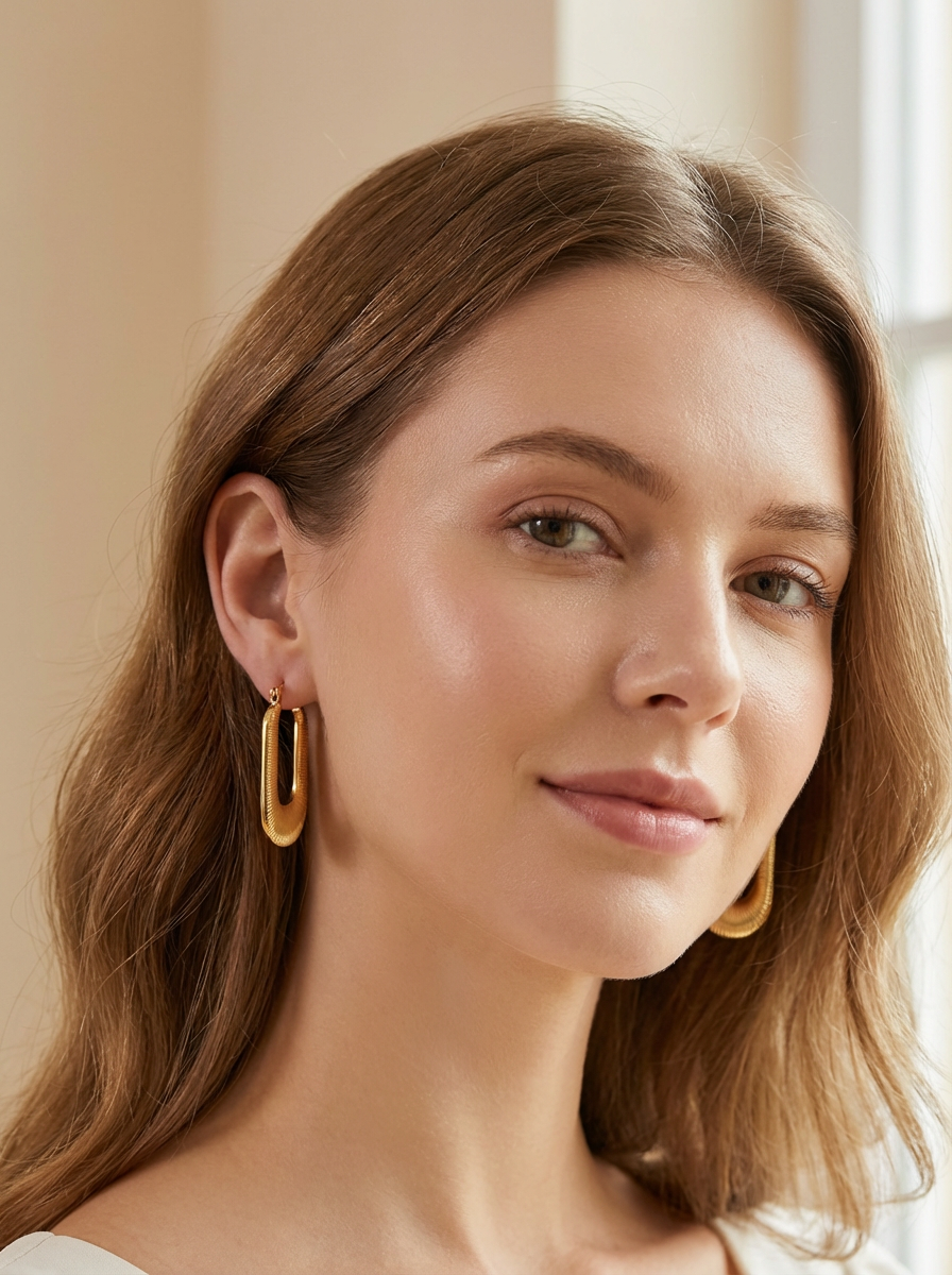 Sculpted Oval Hoop Earrings