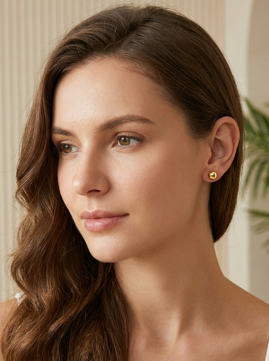 Classic Gold Ball Stud Earrings
