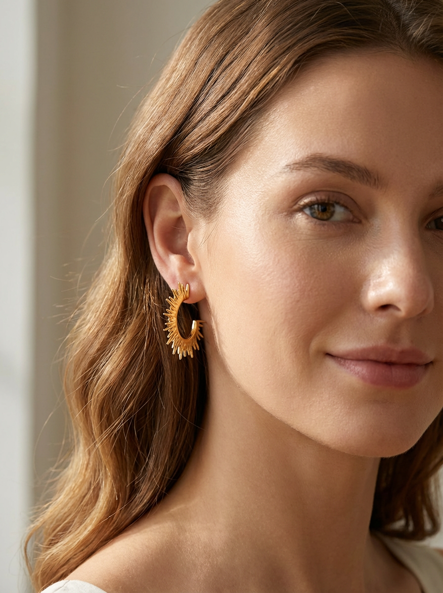 Spiked Crescent Hoop Earrings