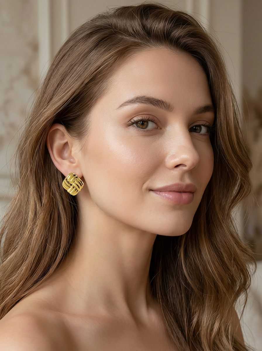 Braided Knot Stud Earrings