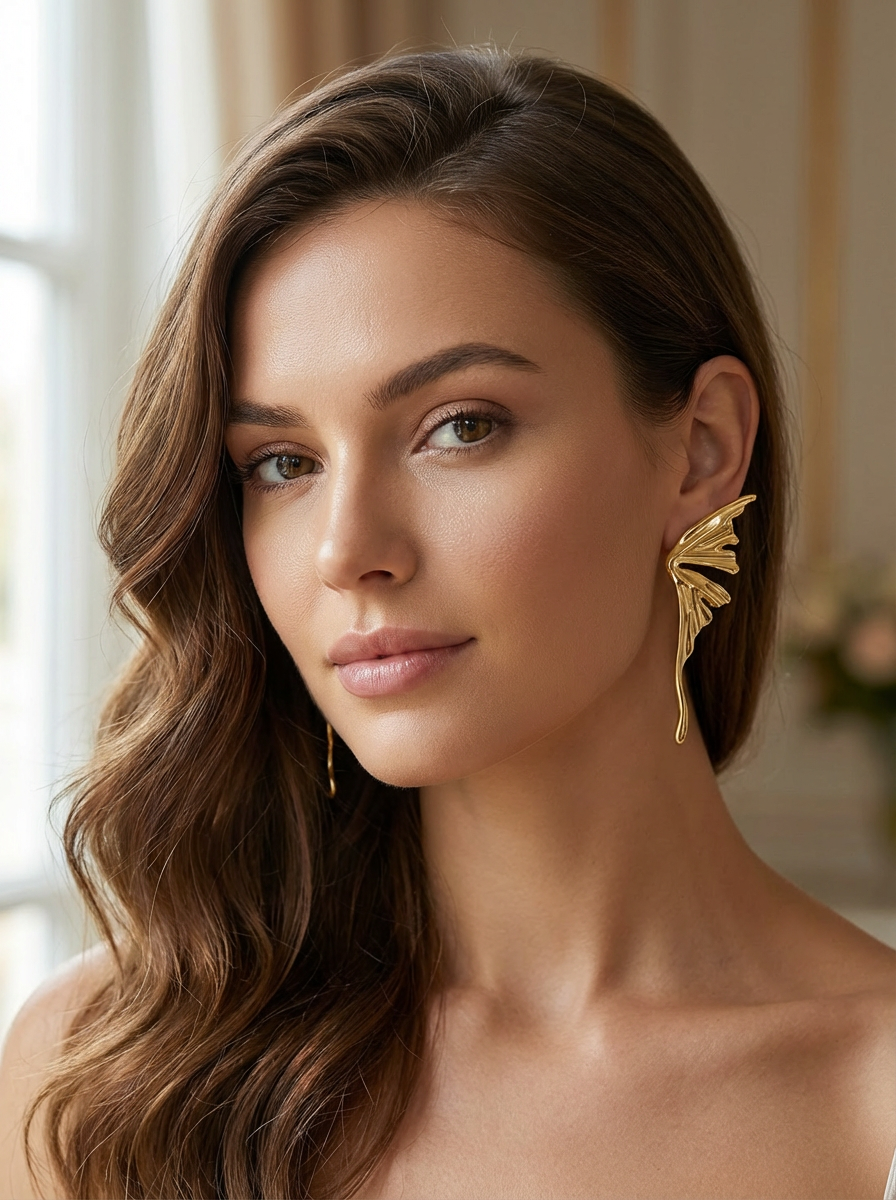Golden Wing Drop Earrings