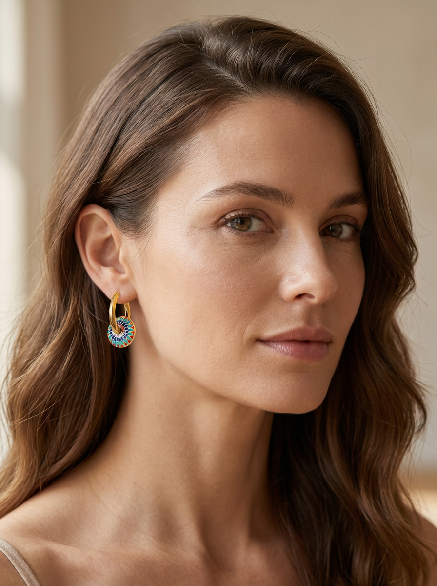 Color Mosaic Hoop Earrings