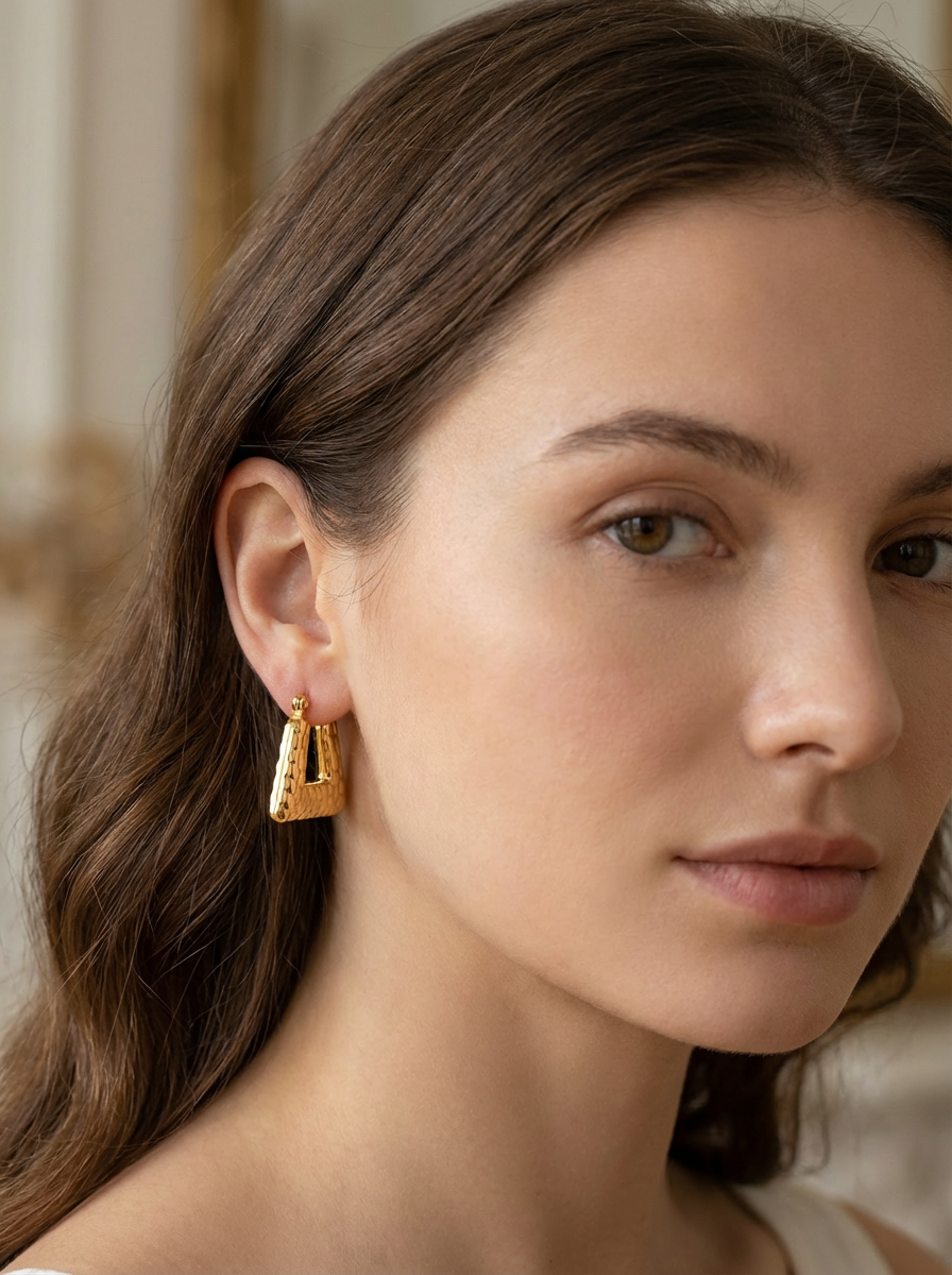 Textured Square Hoop Earrings