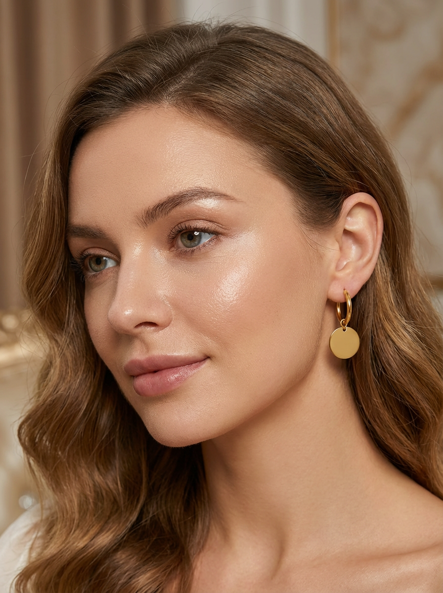 Flat Disc Hoop Earrings