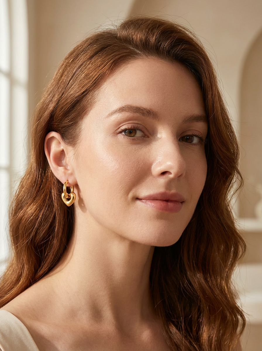 Interlinked Heart Hoop Earrings