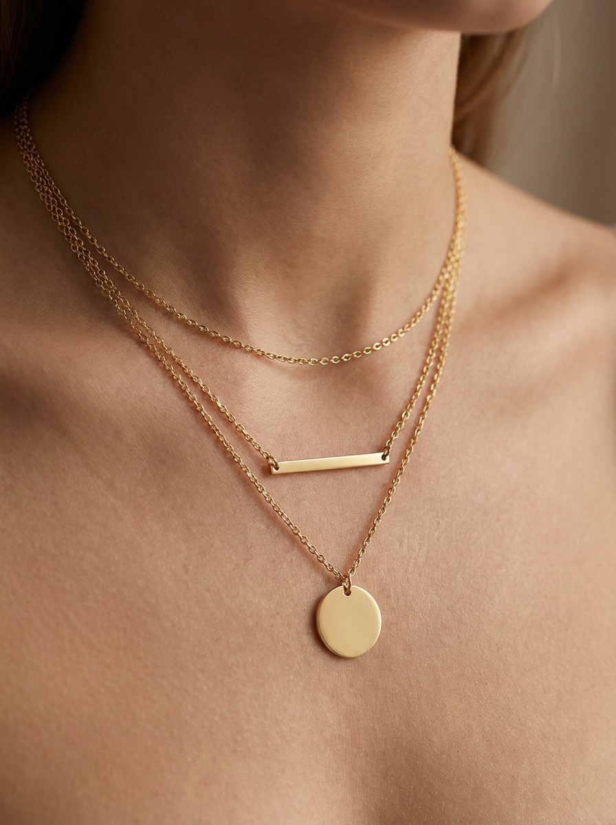 Layered Bar & Coin Necklace
