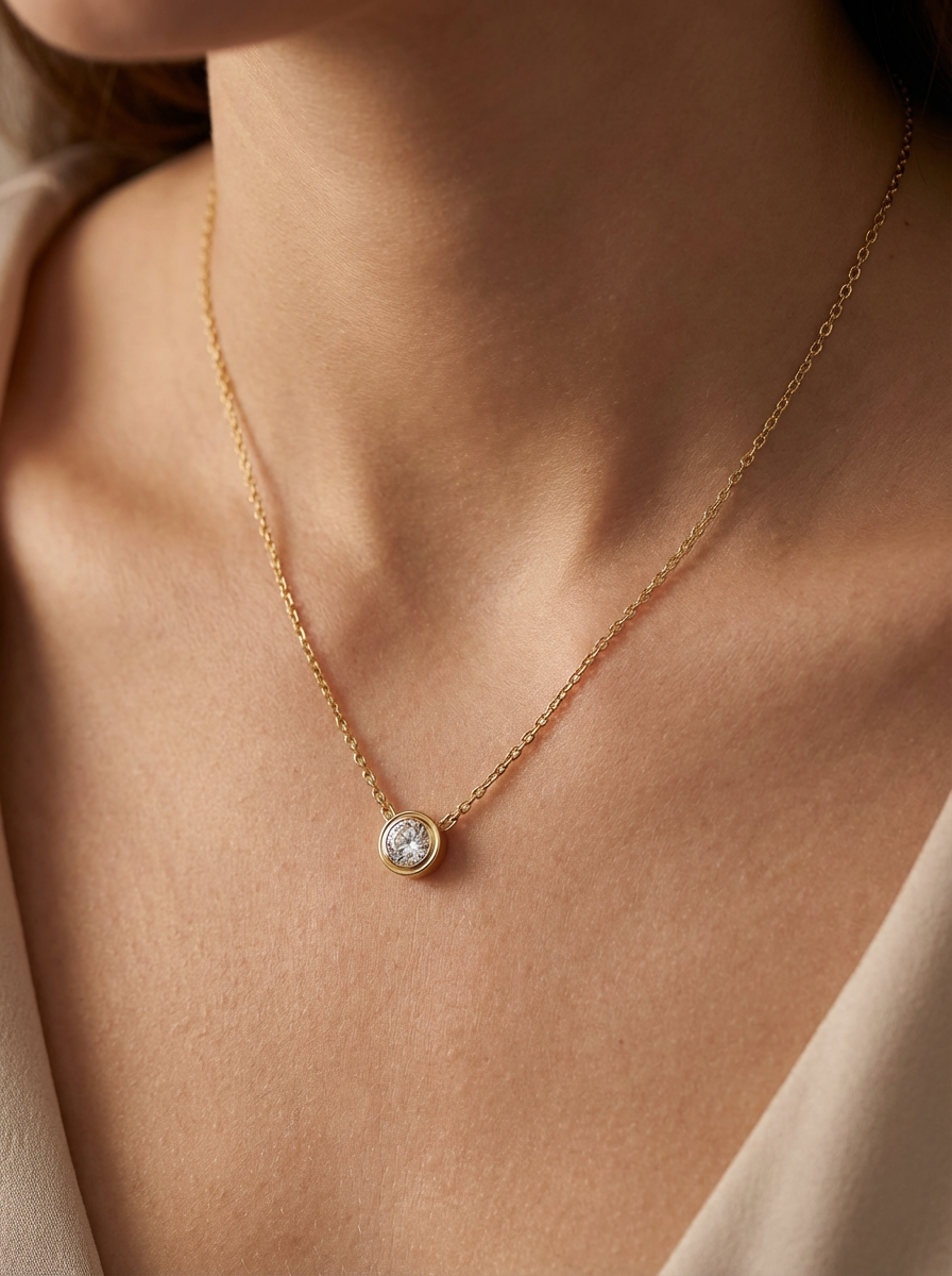 Minimal CZ Pendant Necklace