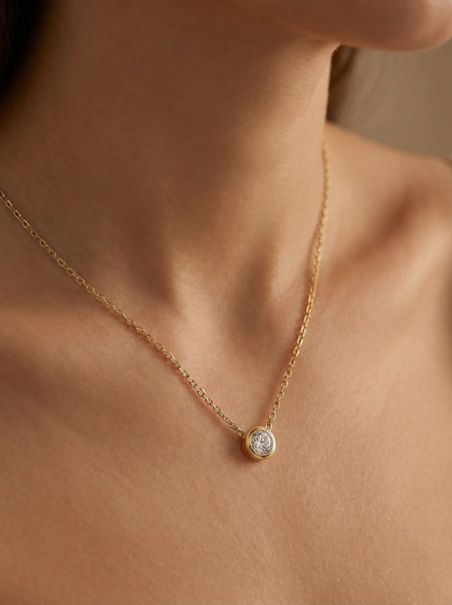 Minimal CZ Pendant Necklace
