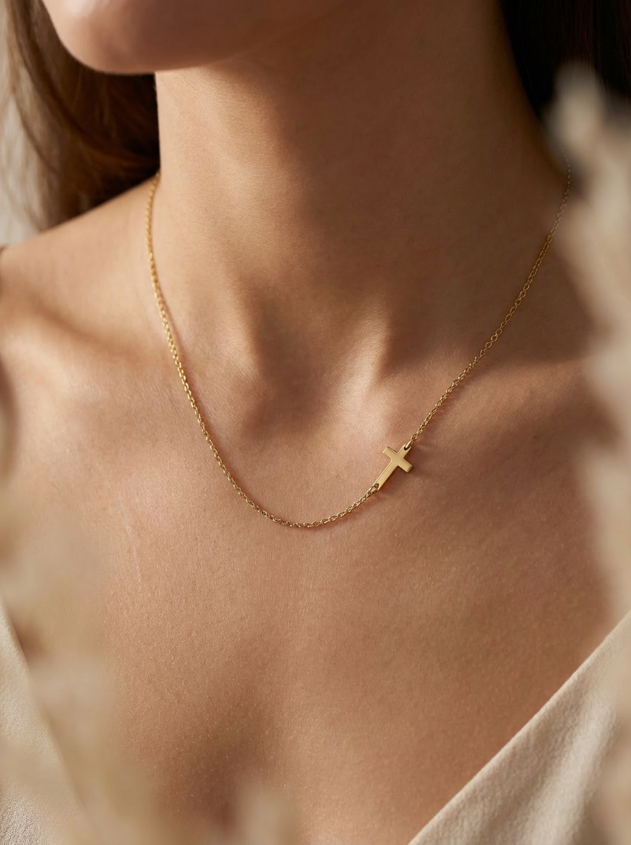 Minimal Cross Necklace