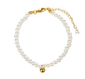 Pearl Bead Bracelet with Gold Sphere