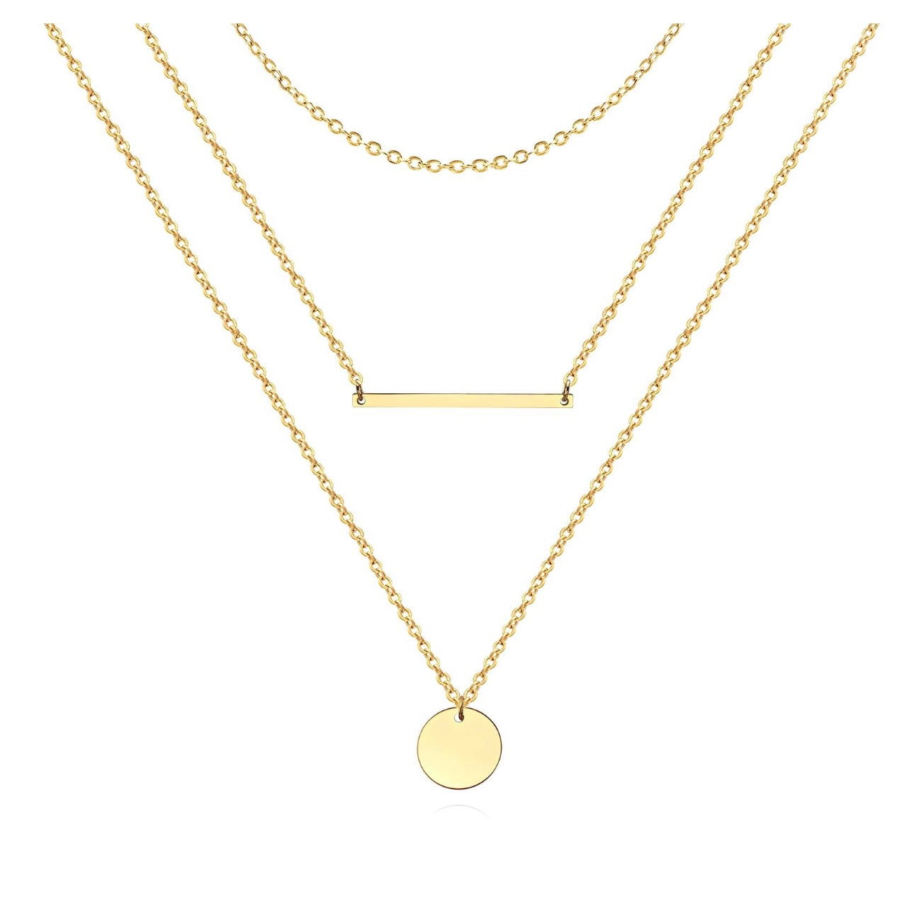 Layered Bar & Coin Necklace