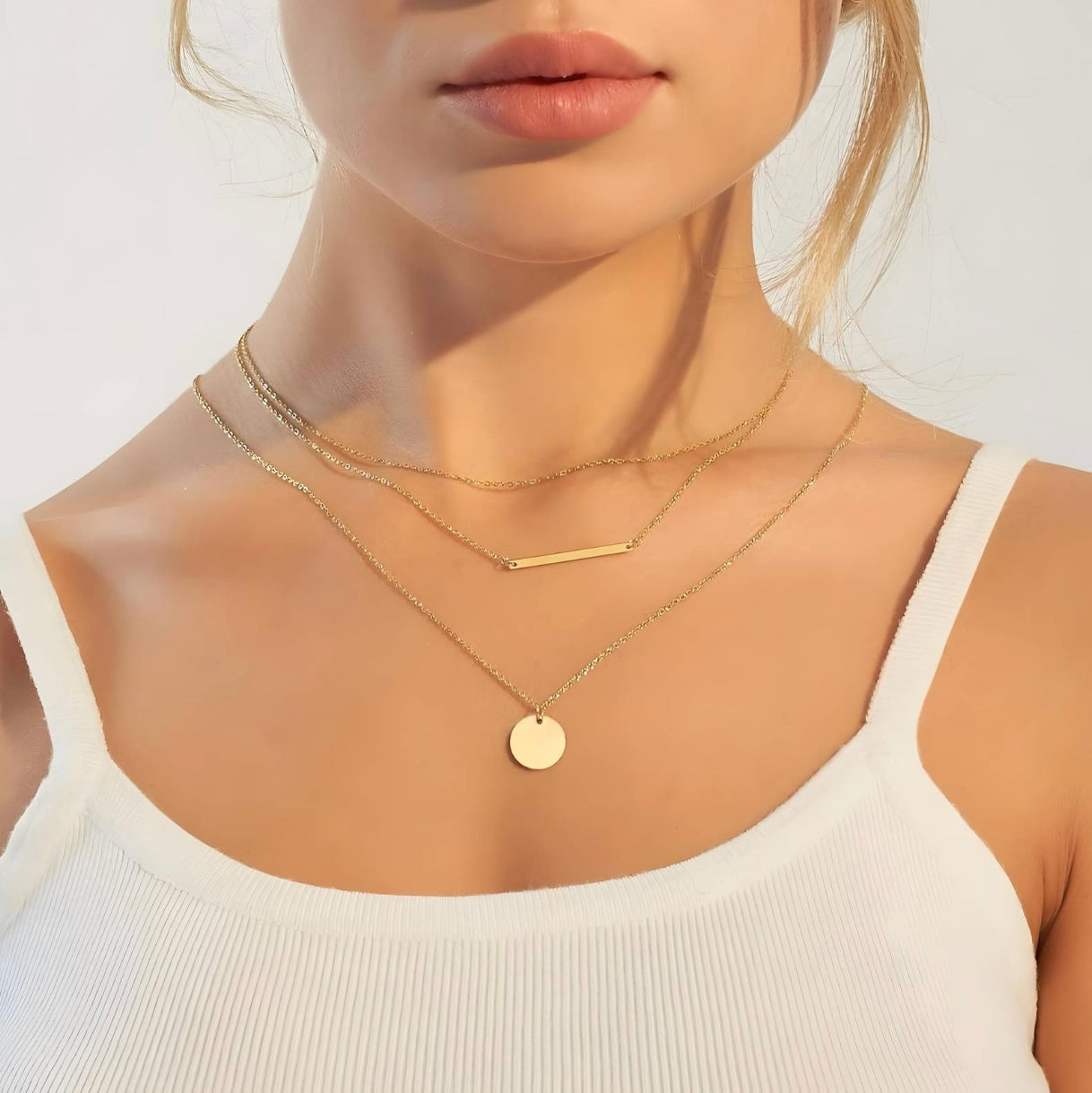 Layered Bar & Coin Necklace