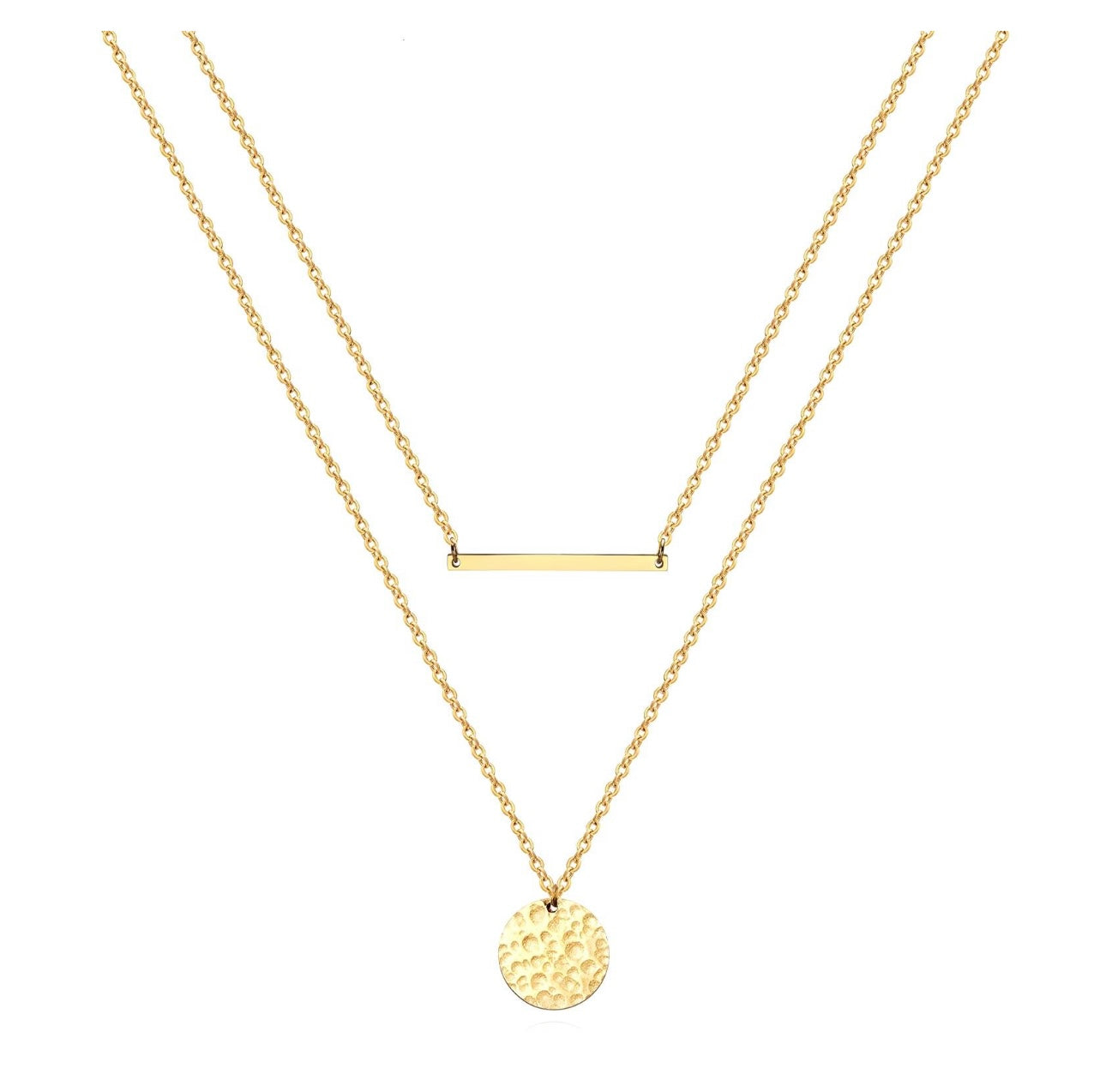 Layered Bar & Coin Necklace