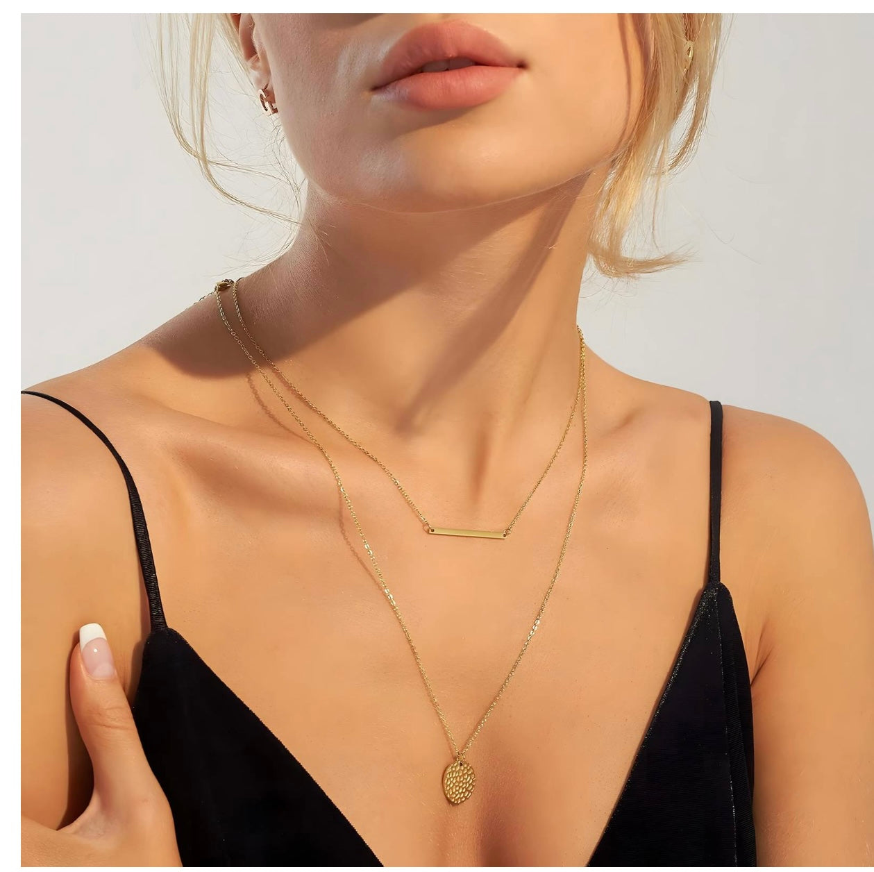 Layered Bar & Coin Necklace