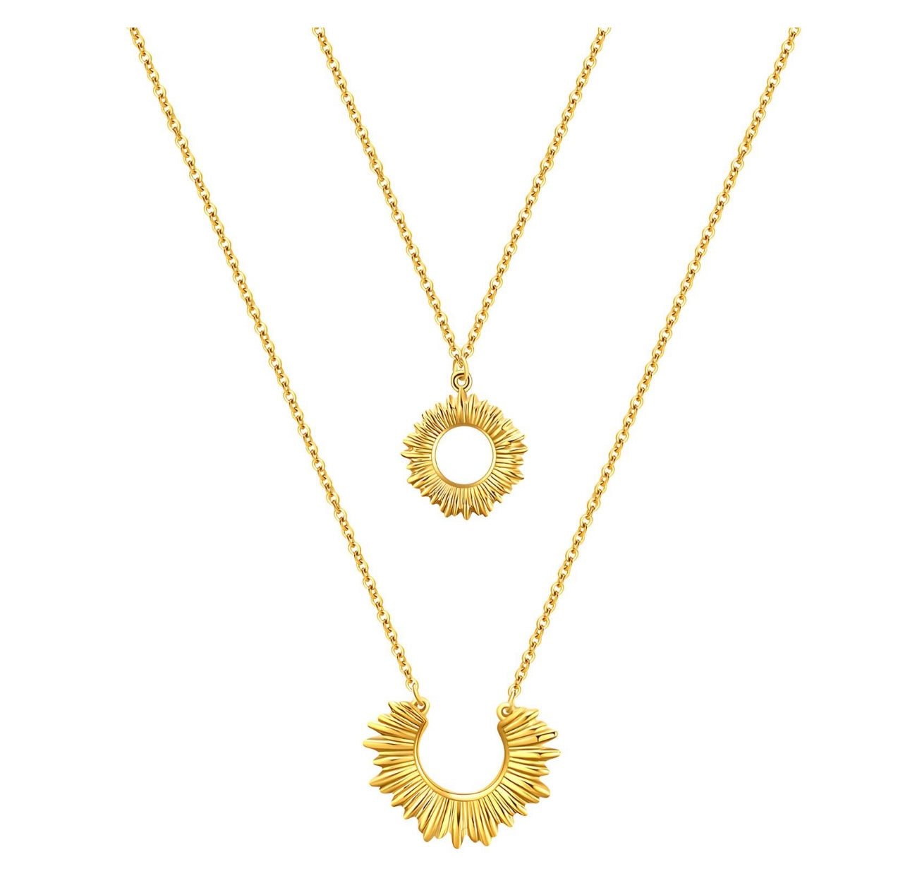 Layered Sun Pendant Necklace
