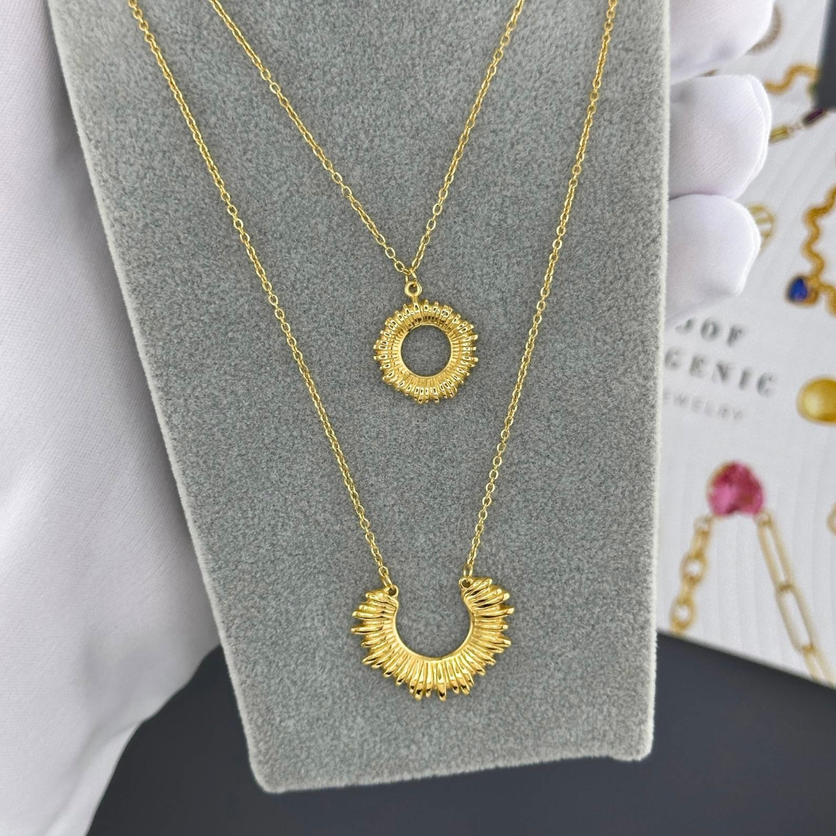 Layered Sun Pendant Necklace