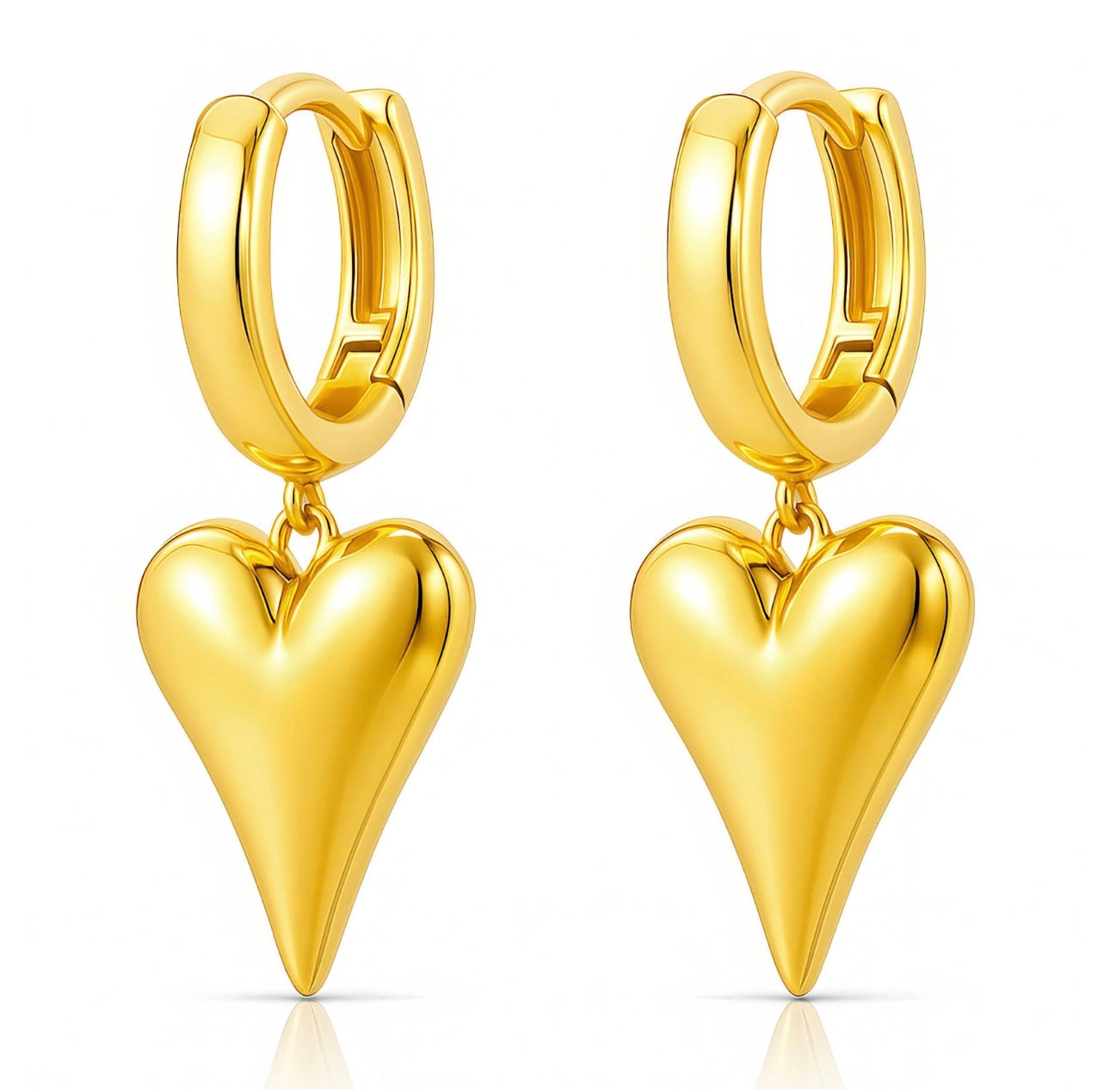 Heart Drop Hoop Earrings