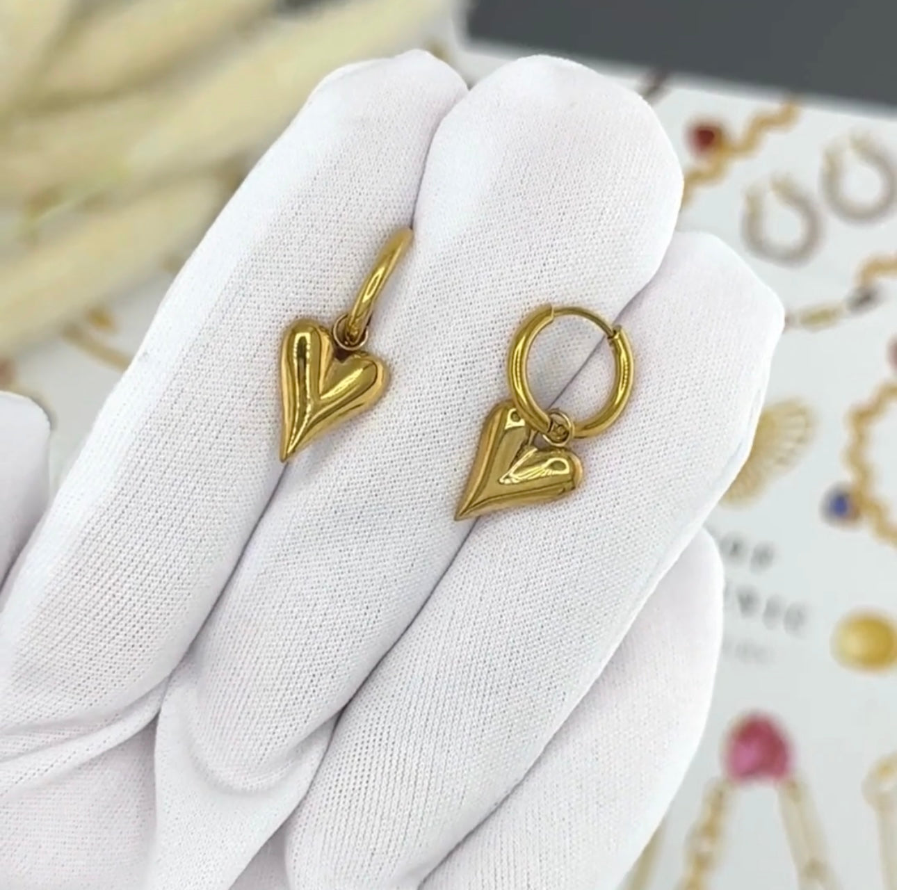 Heart Drop Hoop Earrings