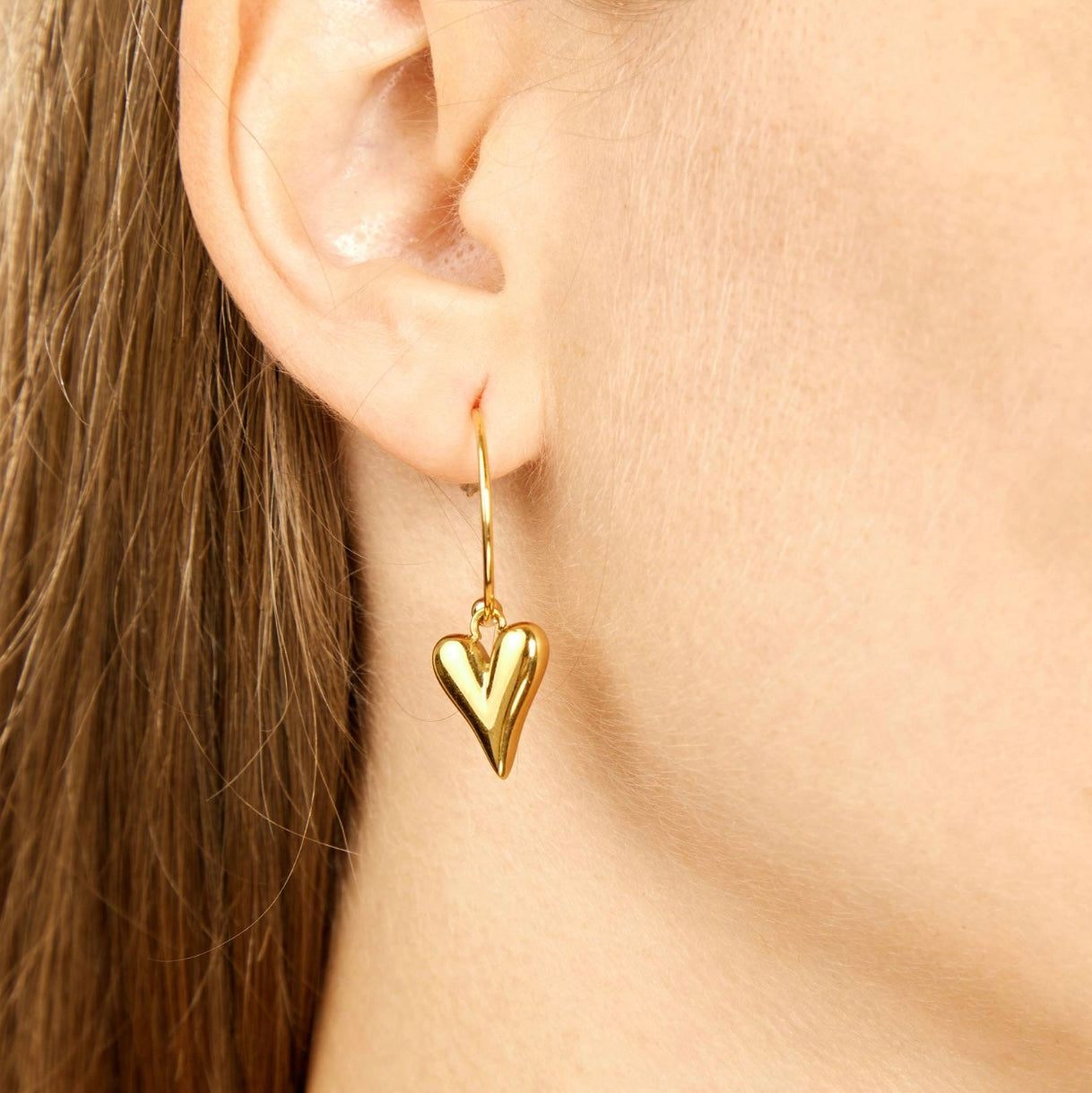 Heart Charm Hoop Earrings