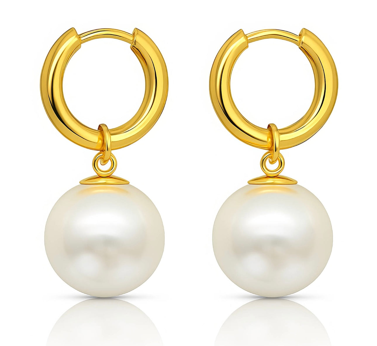 Pearl Drop Hoop Earrings