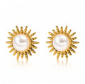 Sun Pearl Stud Earrings