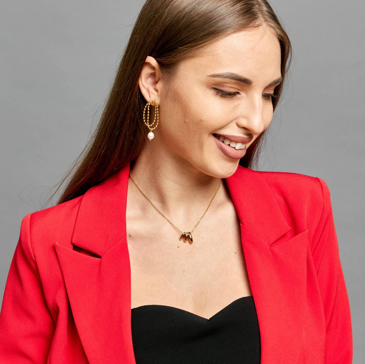 Golden Chain Pearl Drop Earrings