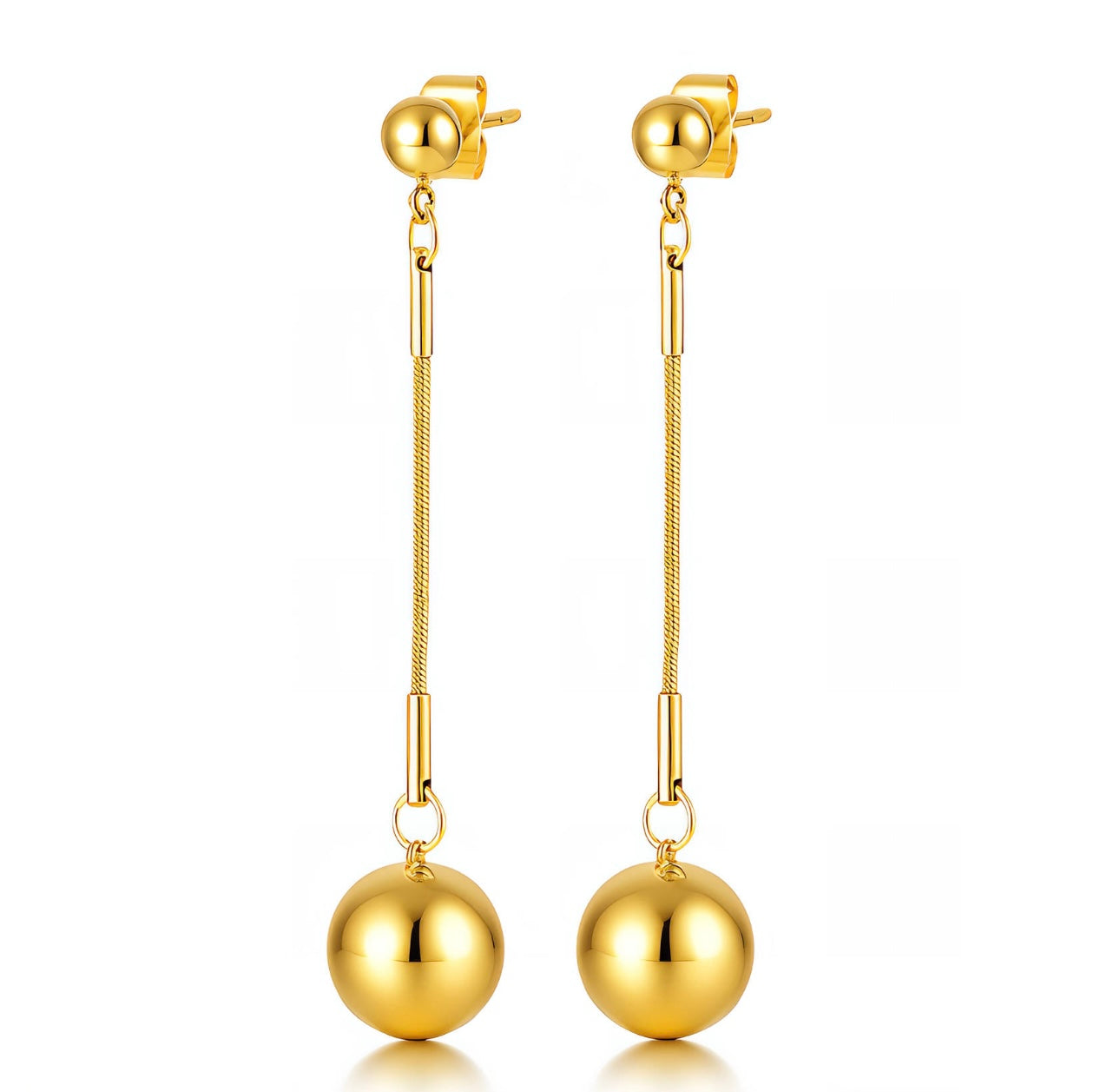Golden Sphere Drop Earrings