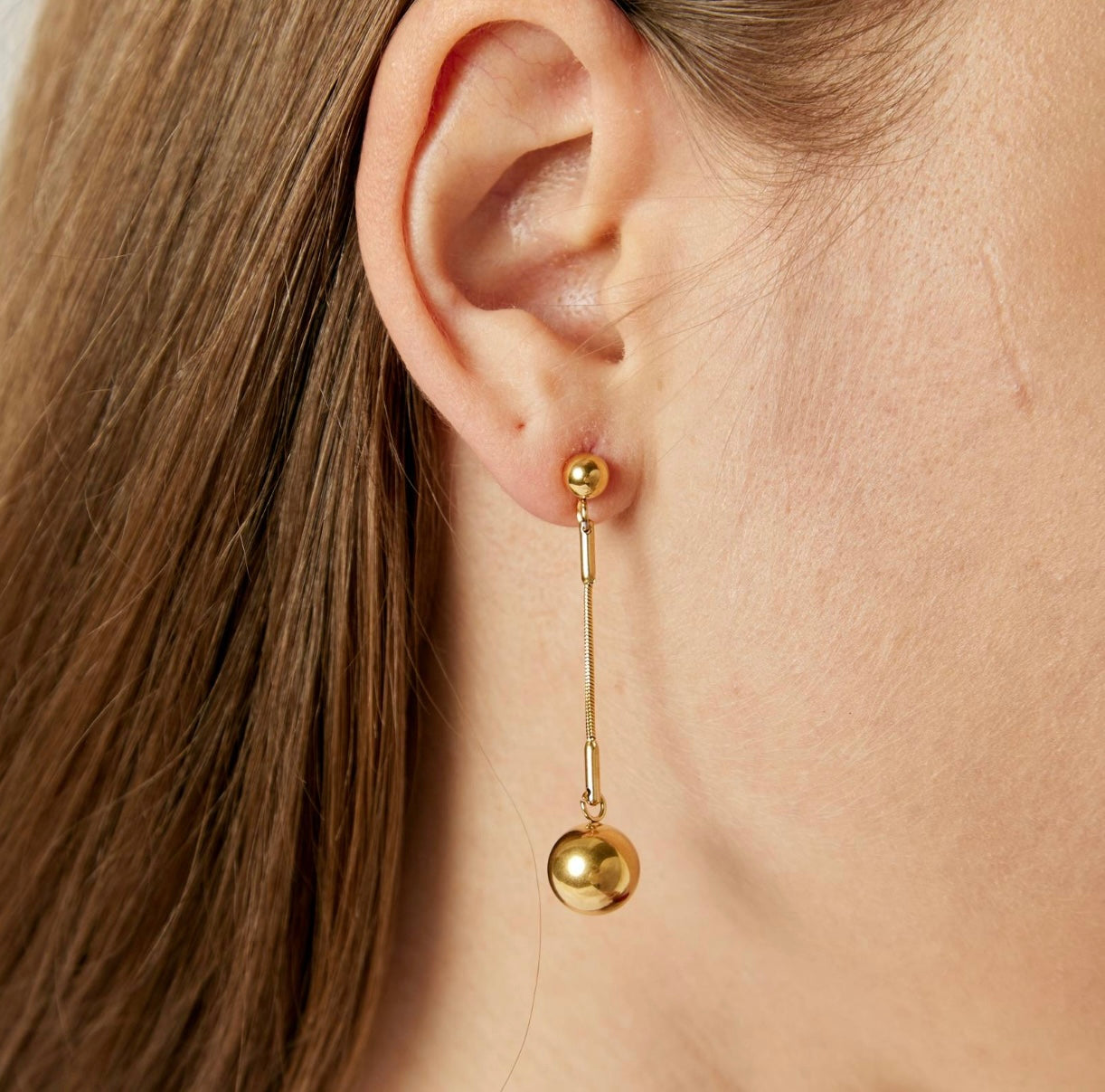Golden Sphere Drop Earrings