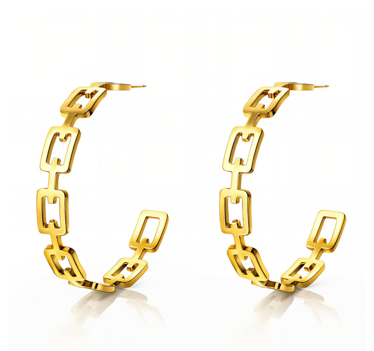 Golden Link Hoop Earrings