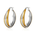 Duo Tone Oval Hoop Earrings