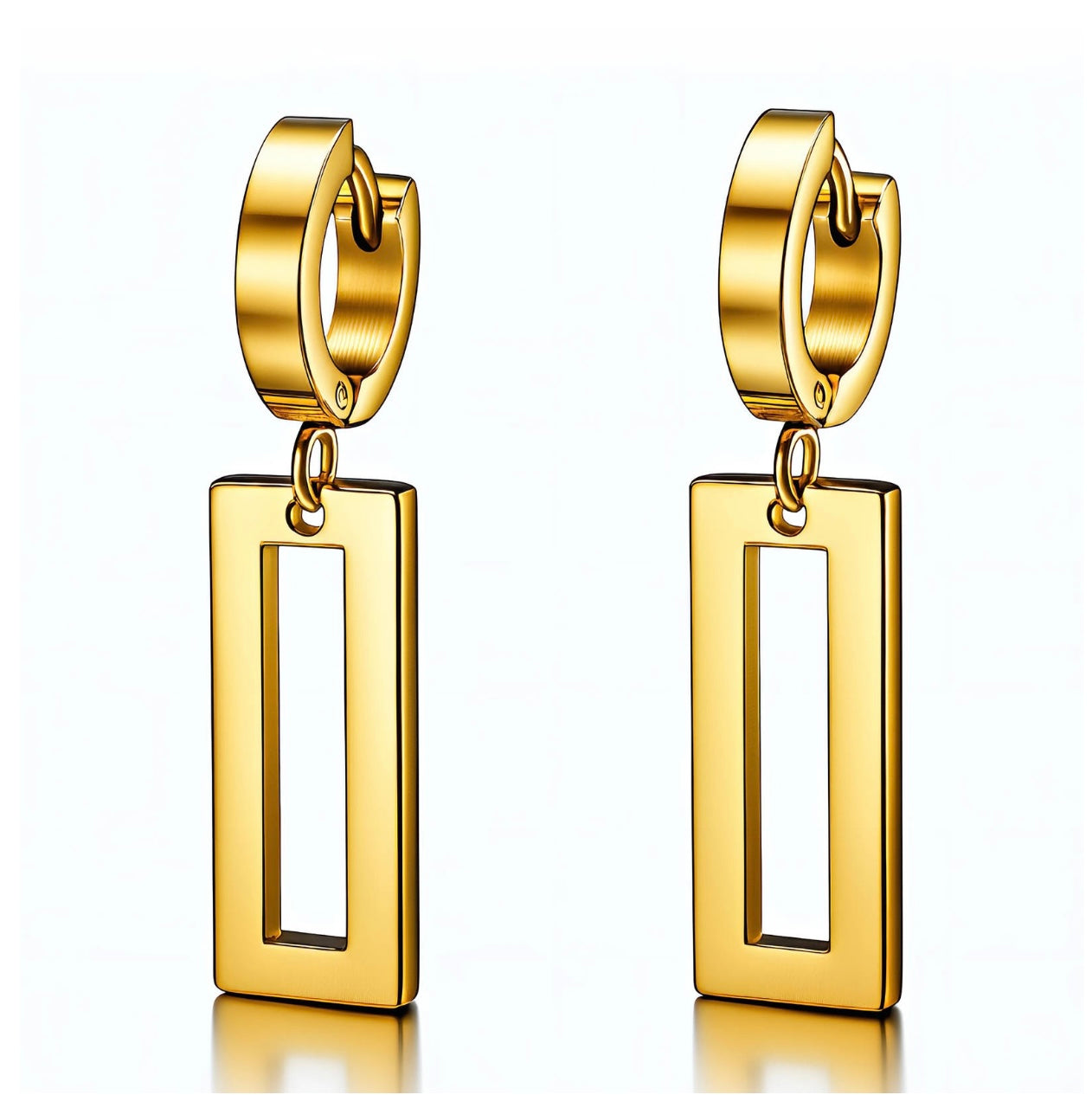 Rectangular Drop Hoop Earrings