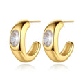 Curved Crystal Hoop Earrings