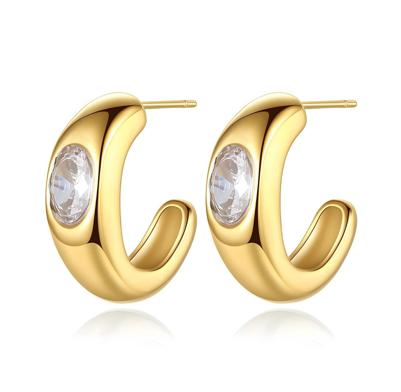 Curved Crystal Hoop Earrings