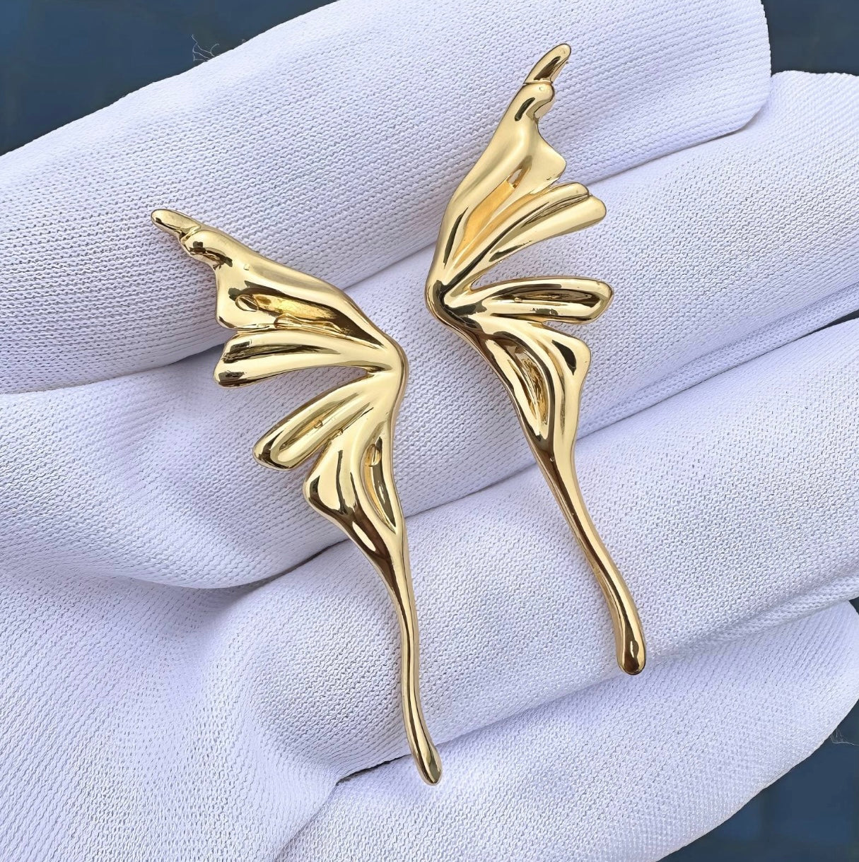 Golden Wing Drop Earrings