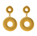 Textured Double Circle Drop Earrings