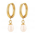 Classic Pearl Drop Hoop Earrings