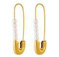 Pearl Safety Pin Earrings