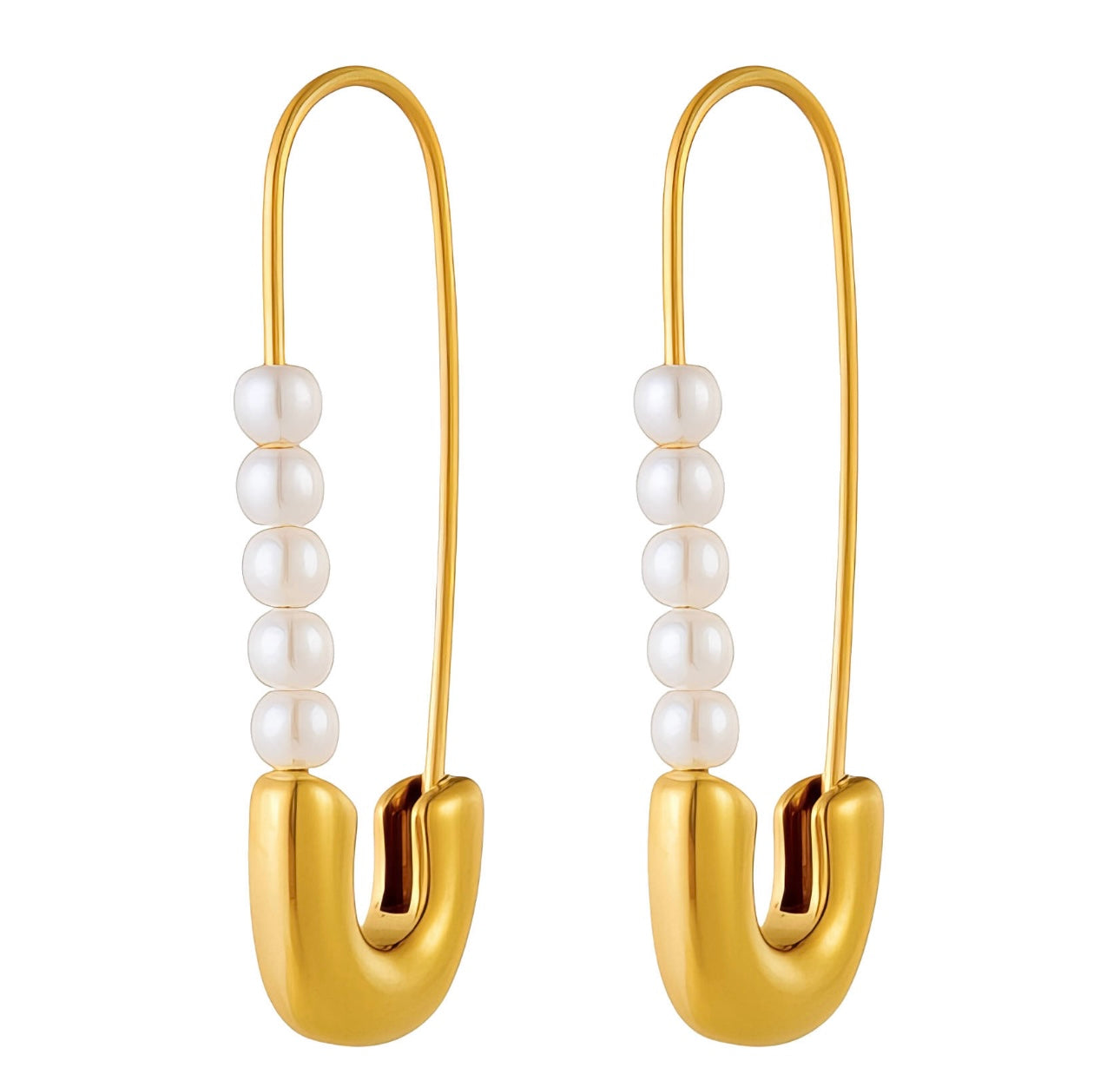 Pearl Safety Pin Earrings