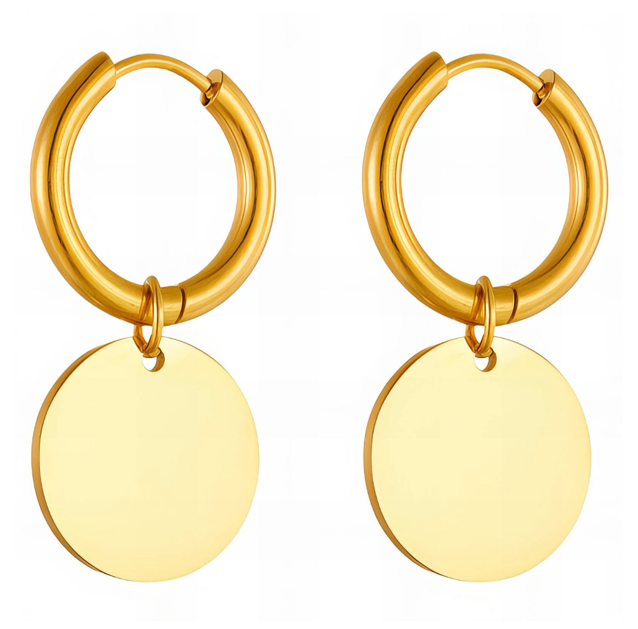 Flat Disc Hoop Earrings